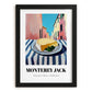 Monterey Jack – Italian Street Café Scene, Cheese Wall Decor, in sleek black frame