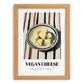 Vegan – on Striped Tablecloth, Cheese Poster, set in oak frame