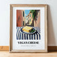 Vegan – Italian Urban Café Scene, Cheese Art, in wooden frame leaning on the floor