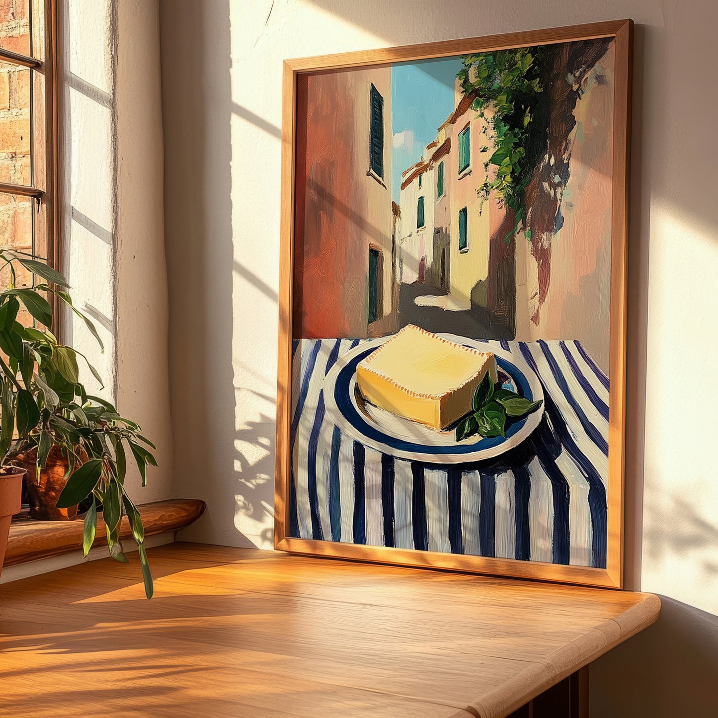 Vegan – Italian Urban Café Scene, Cheese Art, clean layout with no caption