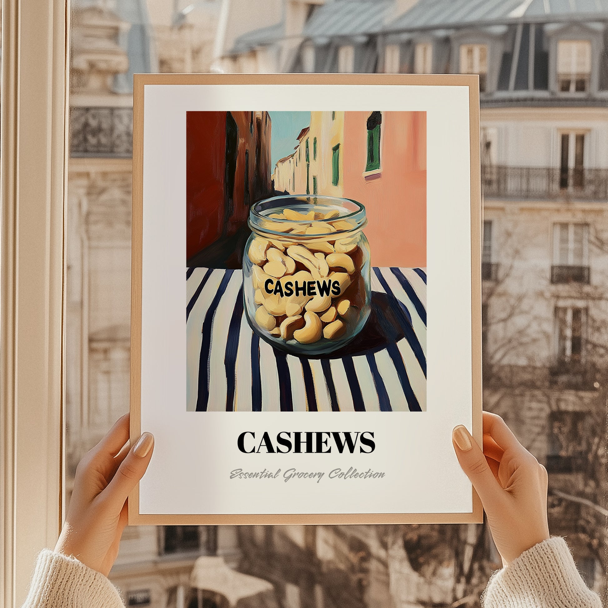 Cashews – Italian Café on the Corner, Nuts Still Life, styled in a charming Paris street view