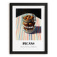 Pecans – on Striped Tablecloth, Nuts Still Life, in sleek black frame