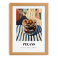 Pecans – Italian Street Café Scene, Nuts Wall Art, set in oak frame