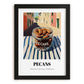 Pecans – Italian Street Café Scene, Nuts Wall Art, in sleek black frame