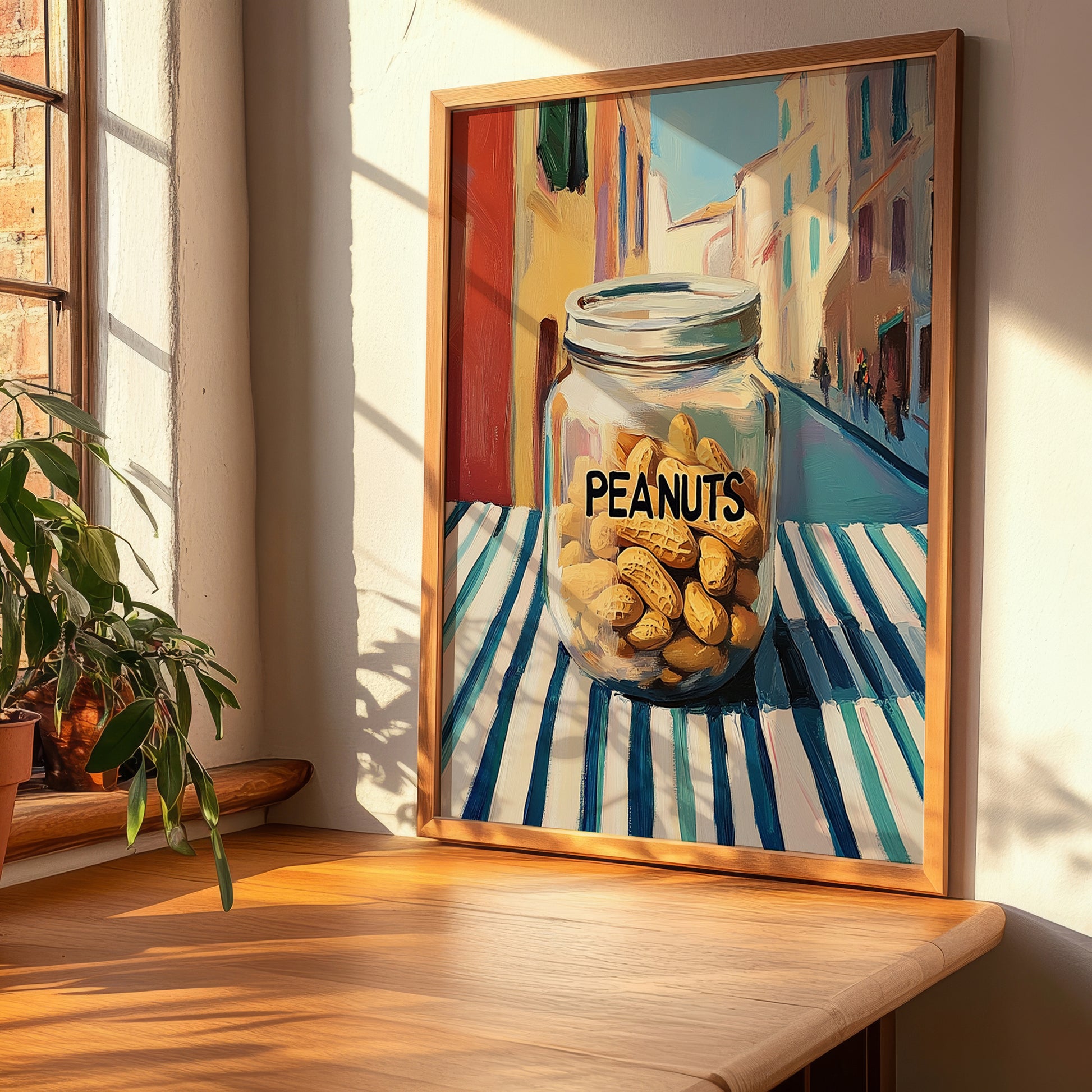 Peanuts – Italian Café on the Corner, Nuts Illustration, clean layout with no caption
