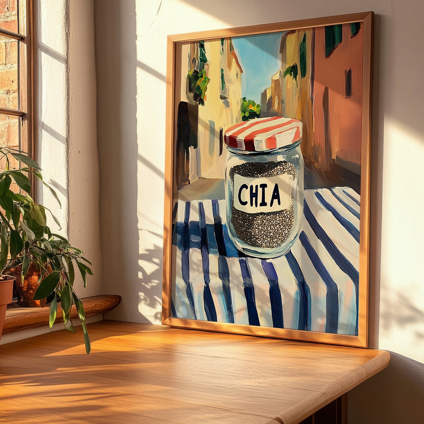 Chia Seeds – Italian Street Café Scene, Nuts Poster, clean layout with no caption
