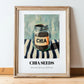 Chia Seeds – on Striped Tablecloth, Nuts Wall Decor, in wooden frame leaning on the floor