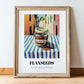 Flaxseeds – Italian Outdoor Café Scene, Nuts Art, in wooden frame leaning on the floor