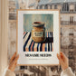 Sesame Seeds – on Striped Tablecloth, Nuts Poster, styled in a charming Paris street view