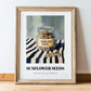 Sunflower Seeds – on Striped Tablecloth, Nuts Illustration, in wooden frame leaning on the floor