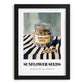 Sunflower Seeds – on Striped Tablecloth, Nuts Illustration, in sleek black frame