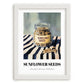 Sunflower Seeds – on Striped Tablecloth, Nuts Illustration, placed in minimal white frame
