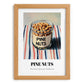 Pine Nuts – on Striped Tablecloth, Nuts Wall Decor, set in oak frame