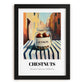 Chestnuts – Italian Outdoor Café Scene, Nuts Art, in sleek black frame