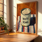 White Beans – on Striped Tablecloth, Canned Vegetables Painting, clean layout with no caption