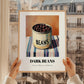 Dark Beans – on Striped Tablecloth, Canned Vegetables Illustration, styled in a charming Paris street view