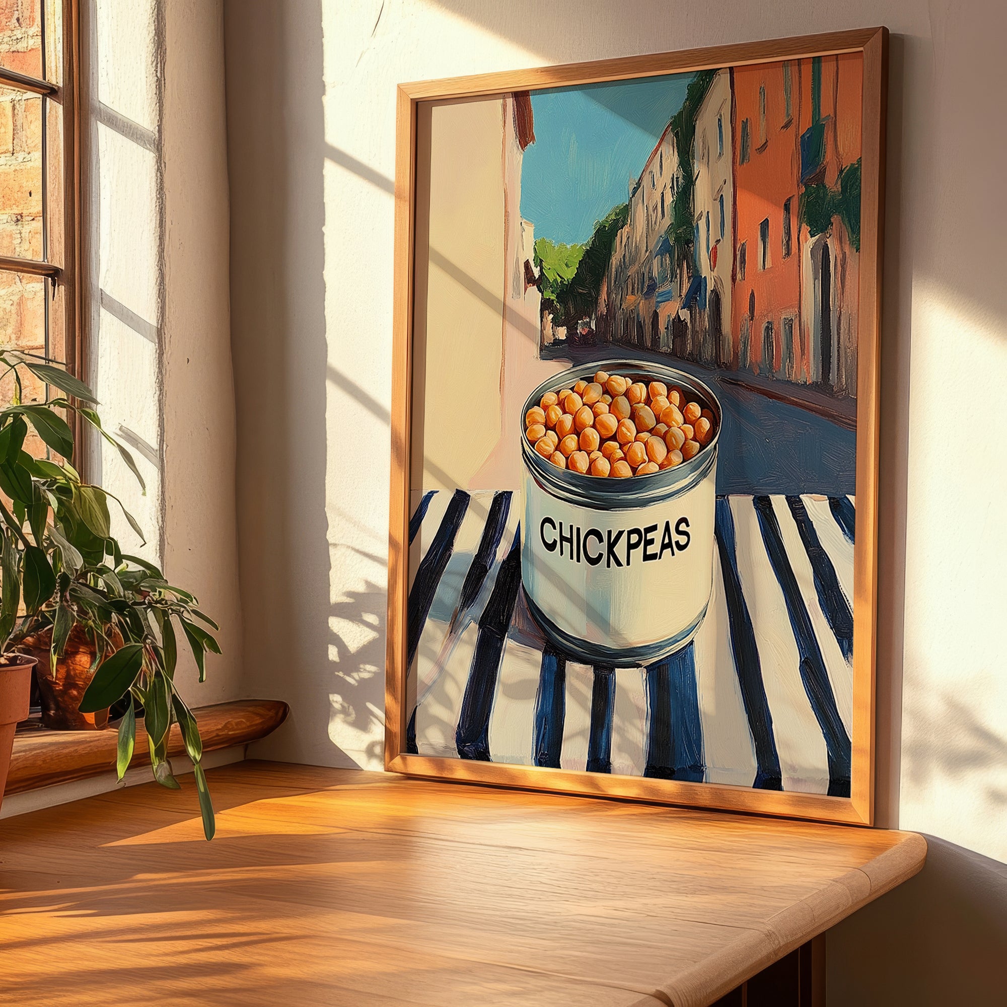 Chickpeas – Italian Café on the Corner, Canned Vegetables Illustration, clean layout with no caption
