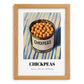 Chickpeas – on Striped Tablecloth, Canned Vegetables Wall Decor, set in oak frame