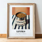 Lentils – on Striped Tablecloth, Canned Vegetables Painting, in wooden frame leaning on the floor