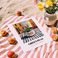 Green Peas – Italian Outdoor Café Scene, Canned Vegetables Wall Art, unframed on coastal sand