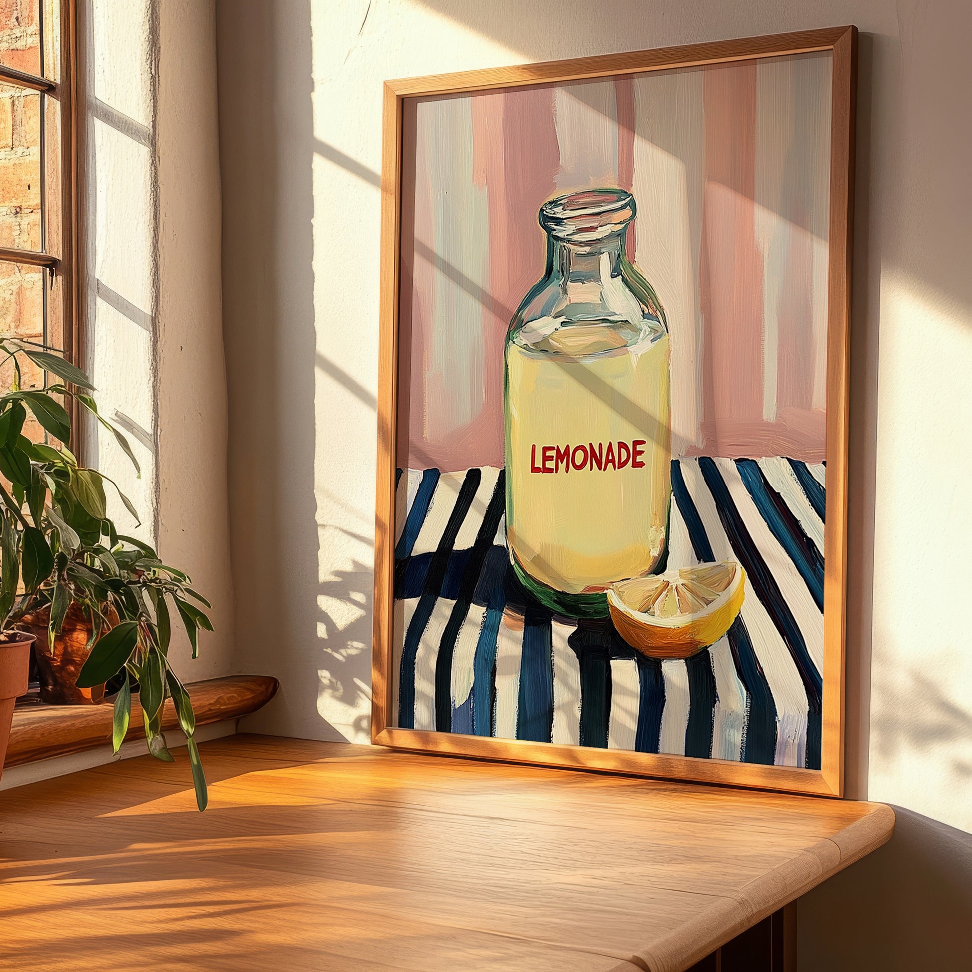 Lemonade – on Striped Tablecloth, Lemonade Poster, clean layout with no caption