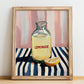 Lemonade – on Striped Tablecloth, Lemonade Poster, no-text version framed in wood