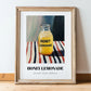 Honey Lemonade – on Striped Tablecloth, Lemonade Illustration, in wooden frame leaning on the floor