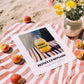 Honey Lemonade – on Striped Tablecloth, Lemonade Illustration, unframed on coastal sand