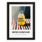 Honey Lemonade – on Striped Tablecloth, Lemonade Illustration, in sleek black frame