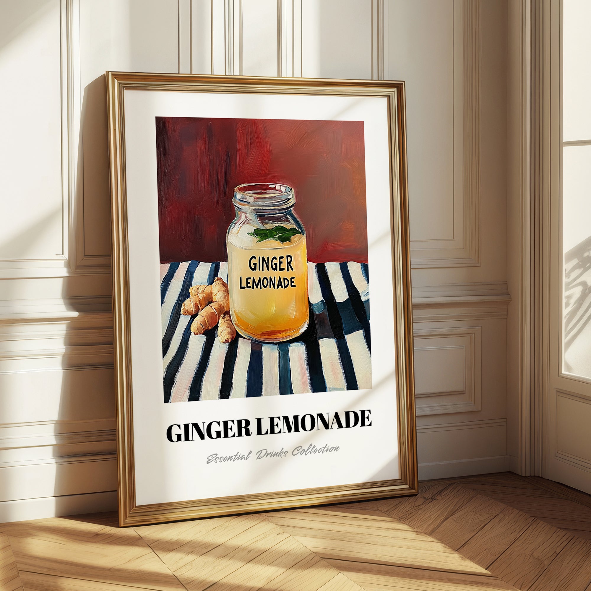 Ginger Lemonade – on Striped Tablecloth, Lemonade Wall Decor