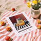 Ginger Lemonade – on Striped Tablecloth, Lemonade Wall Decor, unframed on coastal sand