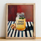 Ginger Lemonade – on Striped Tablecloth, Lemonade Wall Decor, no-text version framed in wood