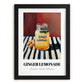 Ginger Lemonade – on Striped Tablecloth, Lemonade Wall Decor, in sleek black frame