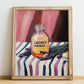 Lavender Lemonade – on Striped Tablecloth, Lemonade Print, no-text version framed in wood