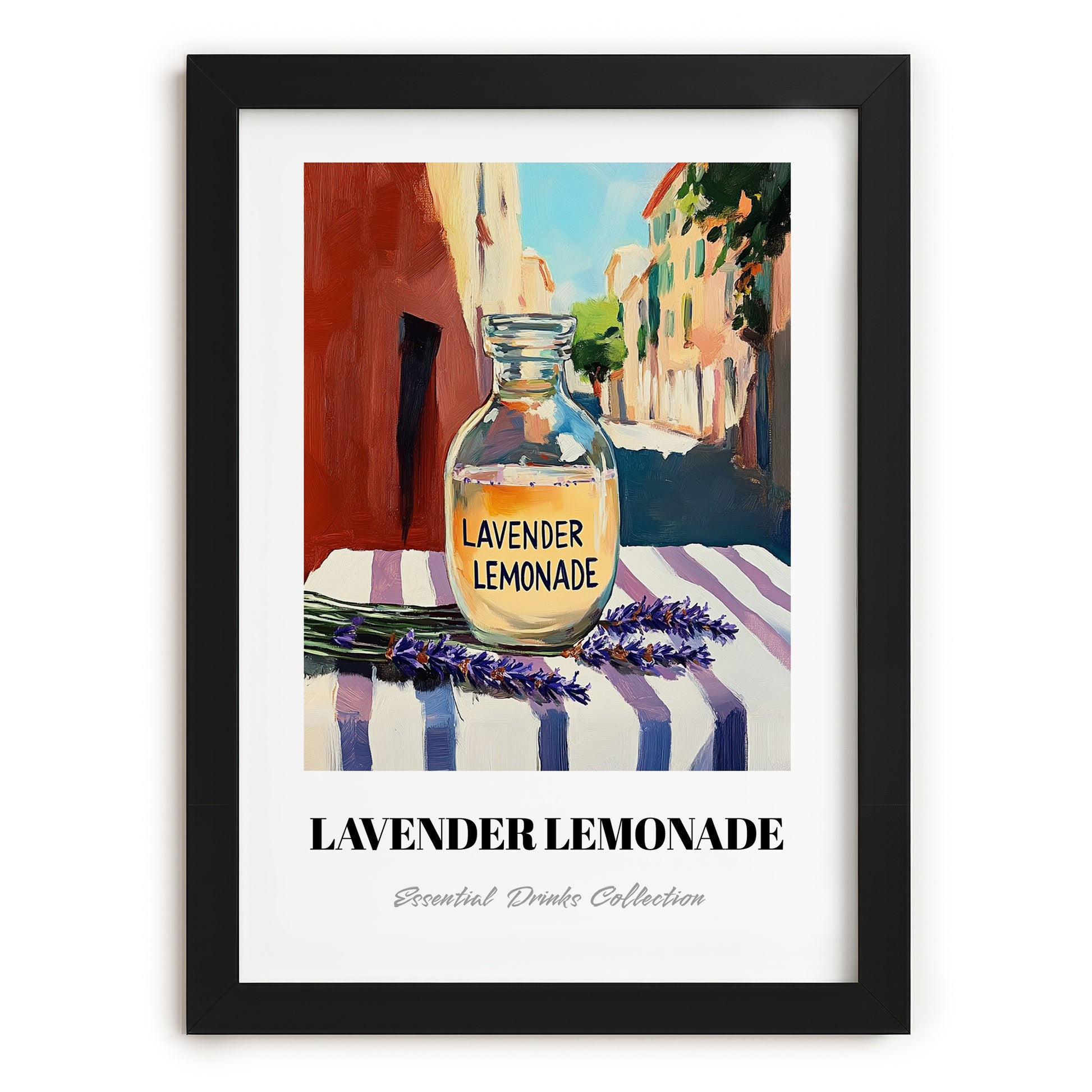 Lavender Lemonade – Italian Café on the Corner, Lemonade Art, in sleek black frame