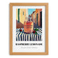 Raspberry Lemonade – Italian Outdoor Café Scene, Lemonade Wall Print, set in oak frame
