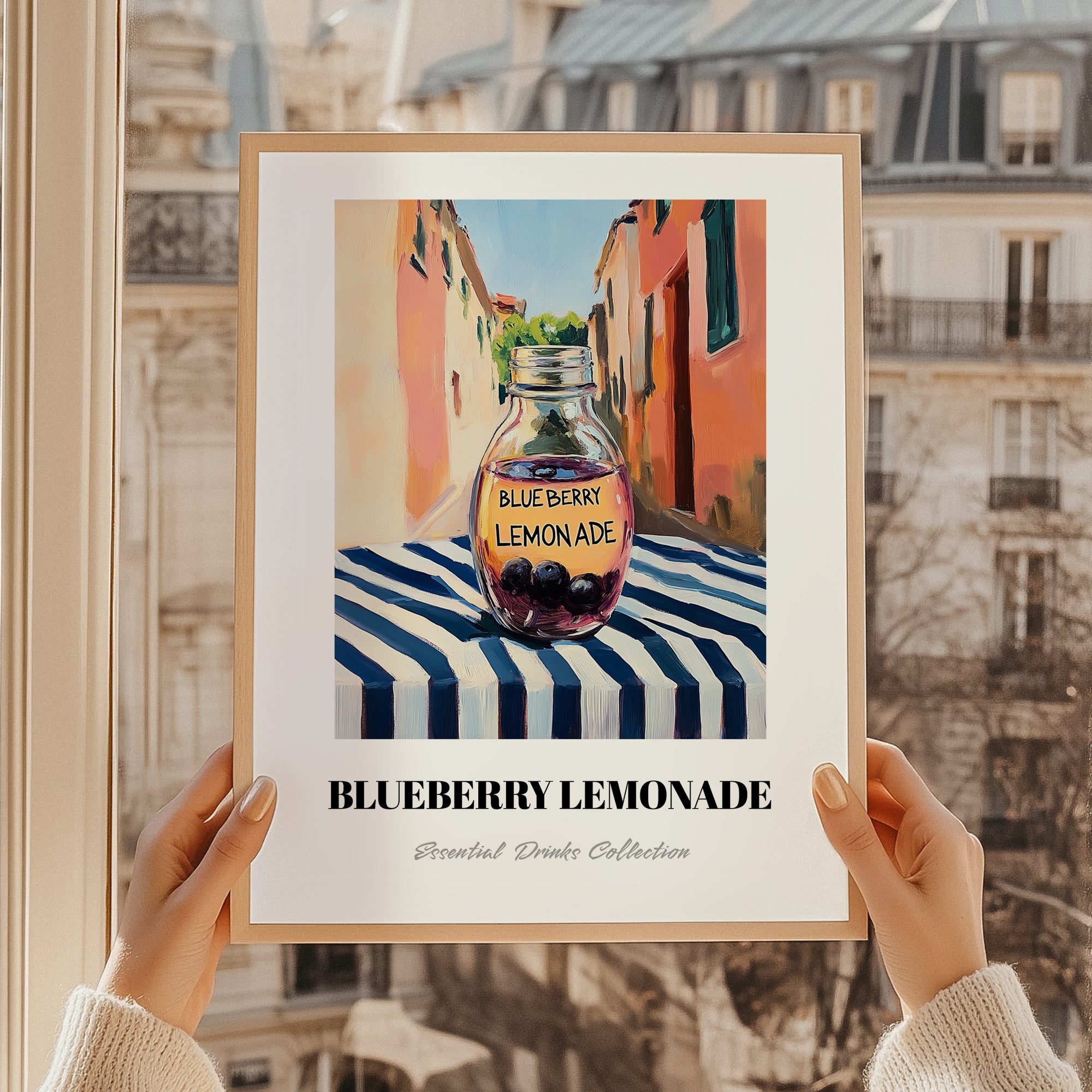 Blueberry Lemonade – Italian Outdoor Café Scene, Lemonade Wall Decor, styled in a charming Paris street view