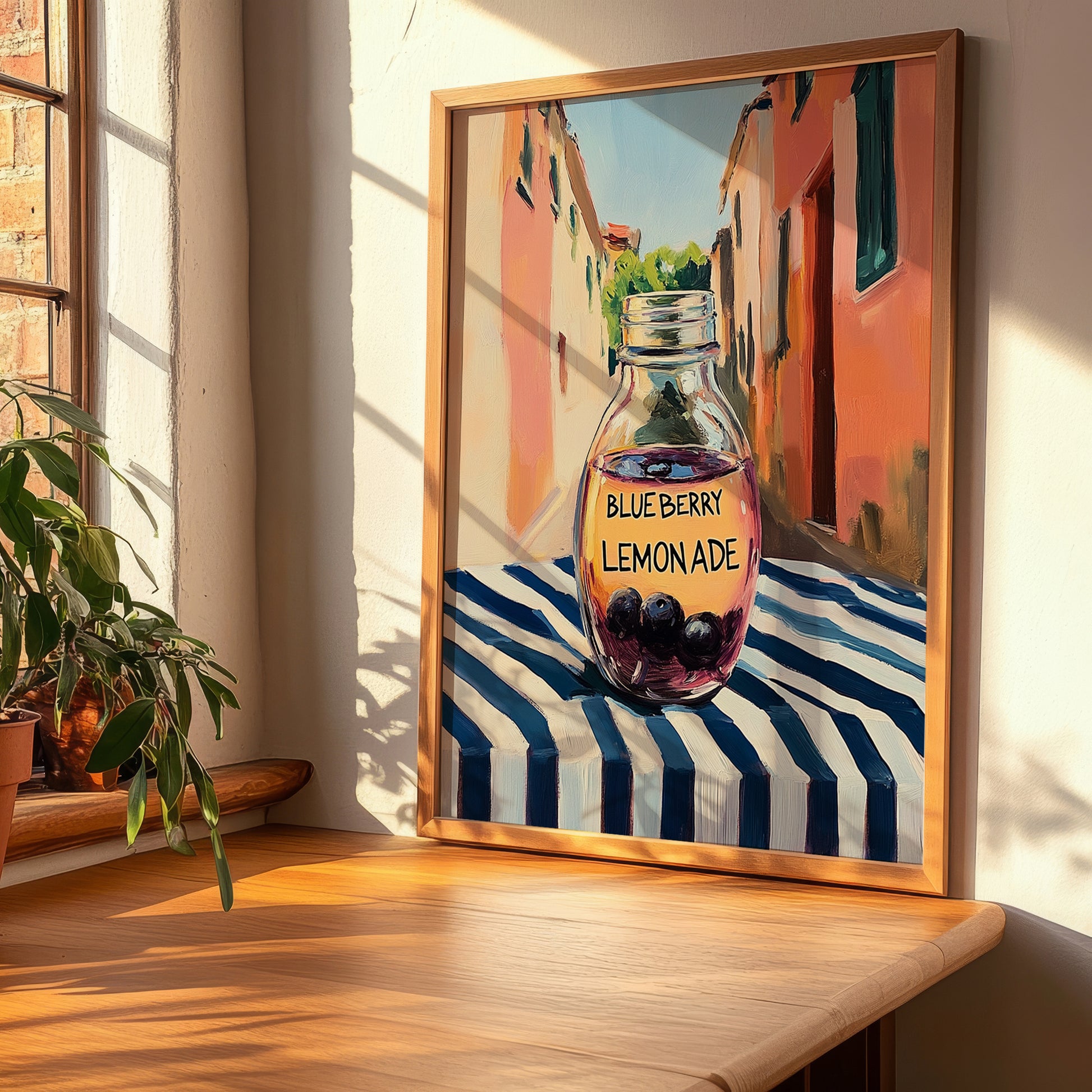 Blueberry Lemonade – Italian Outdoor Café Scene, Lemonade Wall Decor, clean layout with no caption