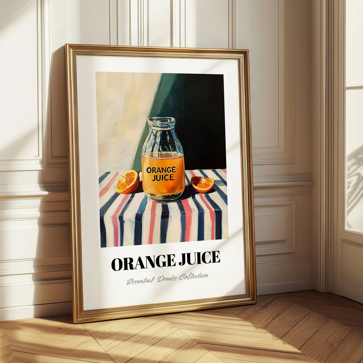 Orange Juice – on Striped Tablecloth, Lemonade Poster