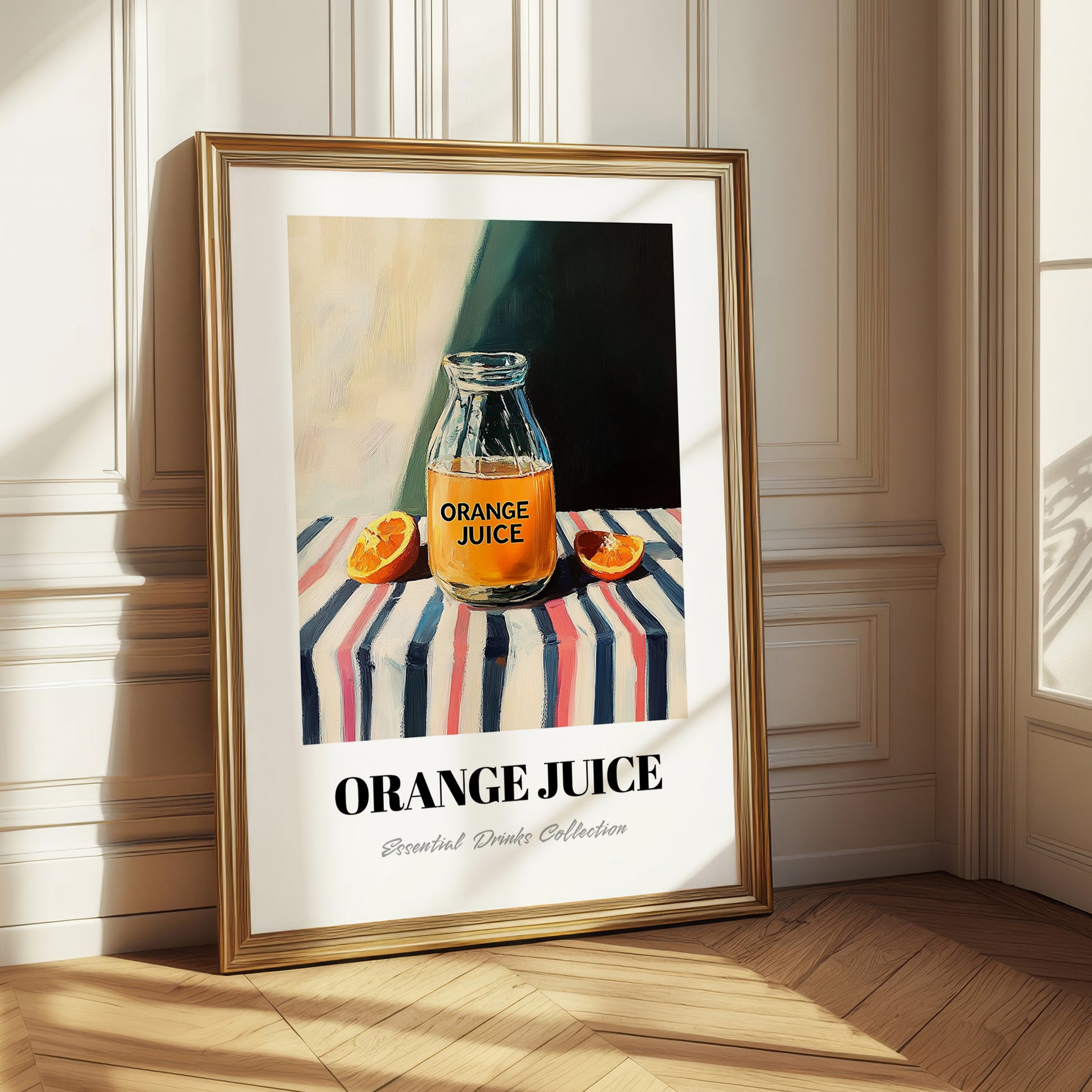 Orange Juice – on Striped Tablecloth, Lemonade Poster