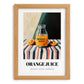 Orange Juice – on Striped Tablecloth, Lemonade Poster, set in oak frame