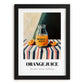 Orange Juice – on Striped Tablecloth, Lemonade Poster, in sleek black frame