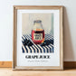 Grape Juice – on Striped Tablecloth, Lemonade Print, in wooden frame leaning on the floor