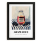 Grape Juice – on Striped Tablecloth, Lemonade Print, in sleek black frame