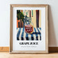 Grape Juice – Italian Café on the Corner, Lemonade Wall Illustration, in wooden frame leaning on the floor