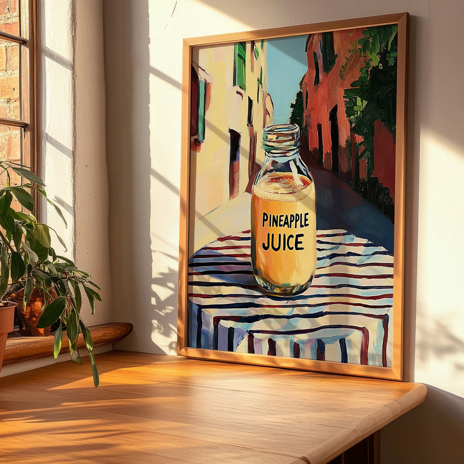 Pineapple Juice – Italian Urban Café Scene, Lemonade Poster, clean layout with no caption