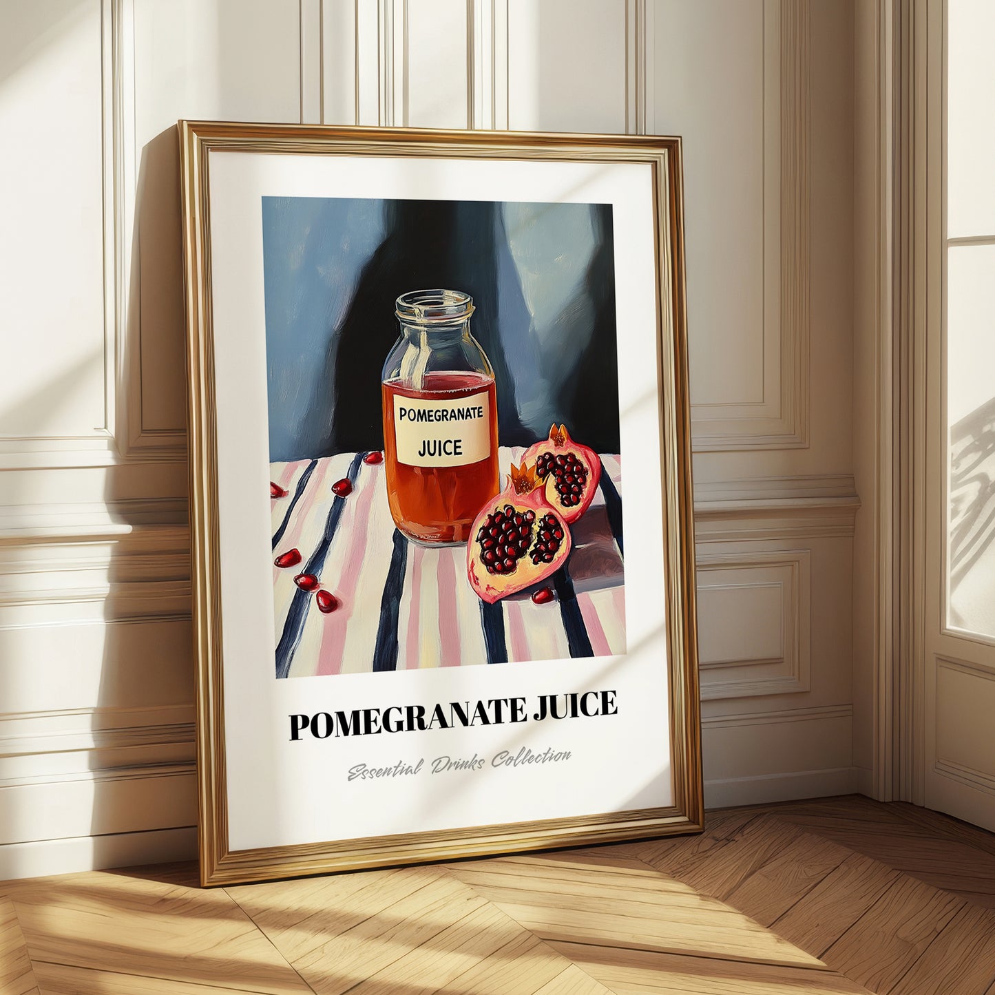 Pomegranate Juice – on Striped Tablecloth, Lemonade Art