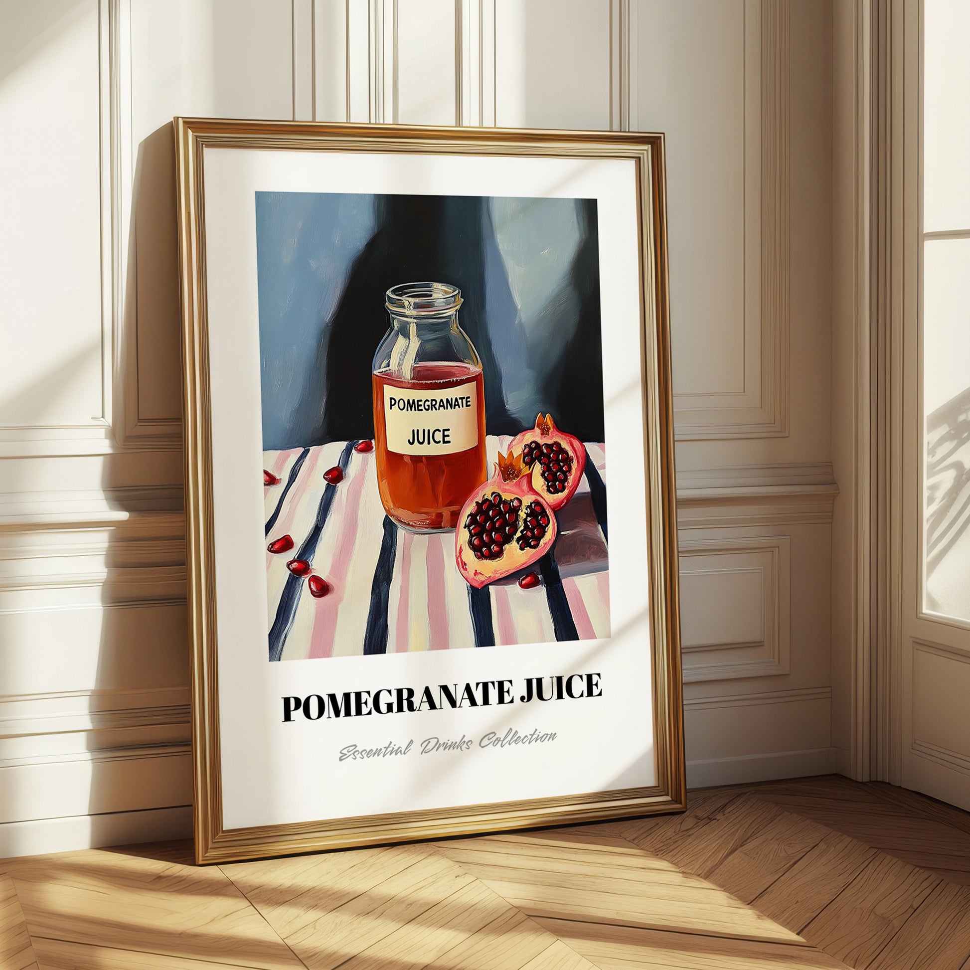 Pomegranate Juice – on Striped Tablecloth, Lemonade Art