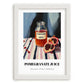 Pomegranate Juice – on Striped Tablecloth, Lemonade Art, placed in minimal white frame