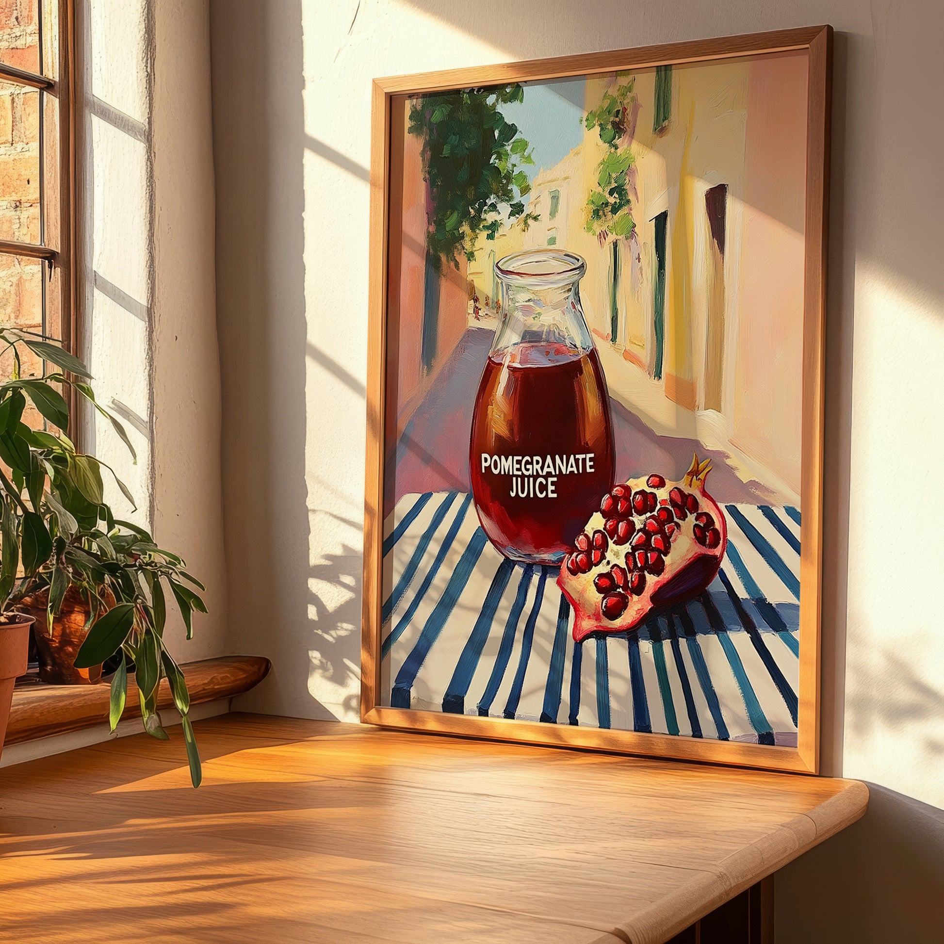 Pomegranate Juice – Italian Outdoor Café Scene, Lemonade Painting, clean layout with no caption
